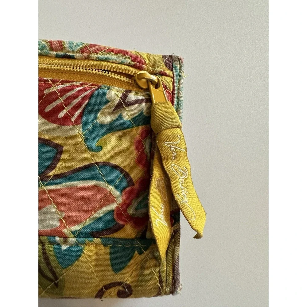 Vera Bradley Provencal Euro Wallet Yellow Multi Paisley Floral Folding Snap - Picture 7 of 9
